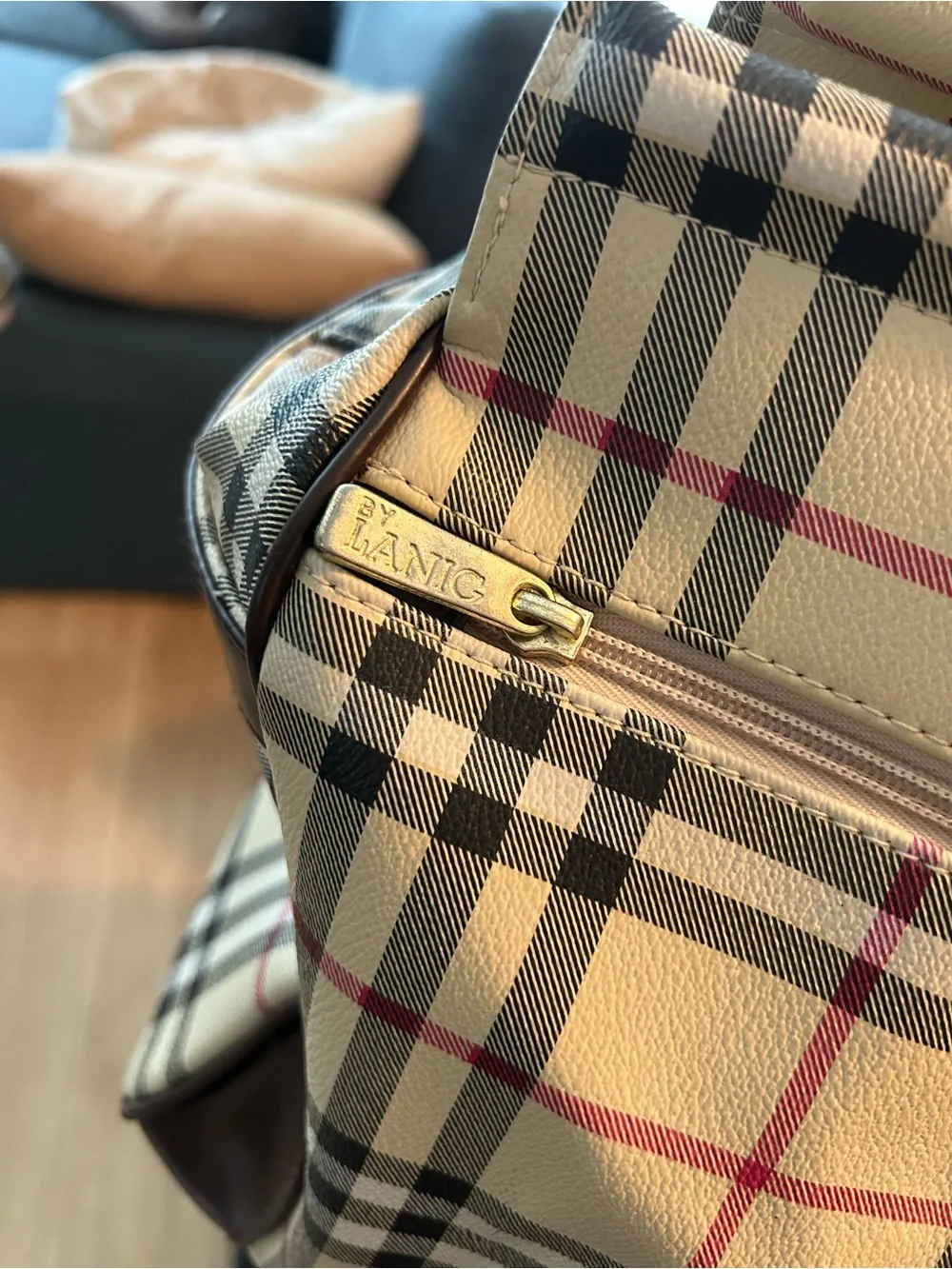 Vintage Tags by Lanig Plaid Golf Boston Travel Bag Duffel Rare